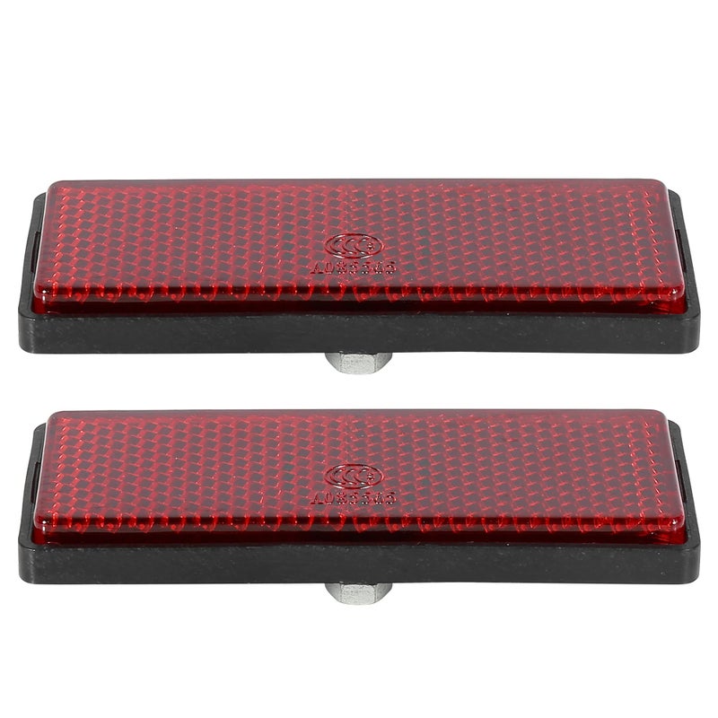 F FIERCE CYCLE Pair M6x1.0 Red Rectangle Universal Screw Mount Reflective Warning Reflector for Motorcycle Bike - Image 1